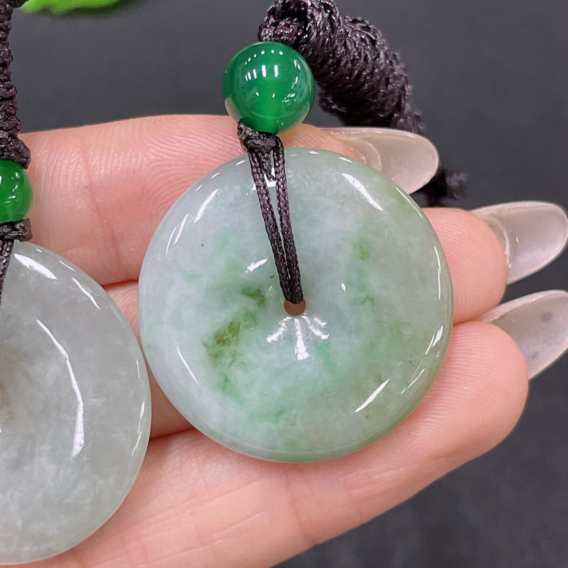 F35157743 Jadeite Pendant Peace Buckle Sell as a Lot Matching Beads Non-A