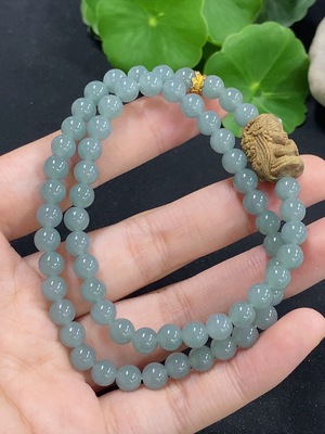 F46600689 翡翠珠链 卡5.8mm左右 非金镶 货品总重约23.3g