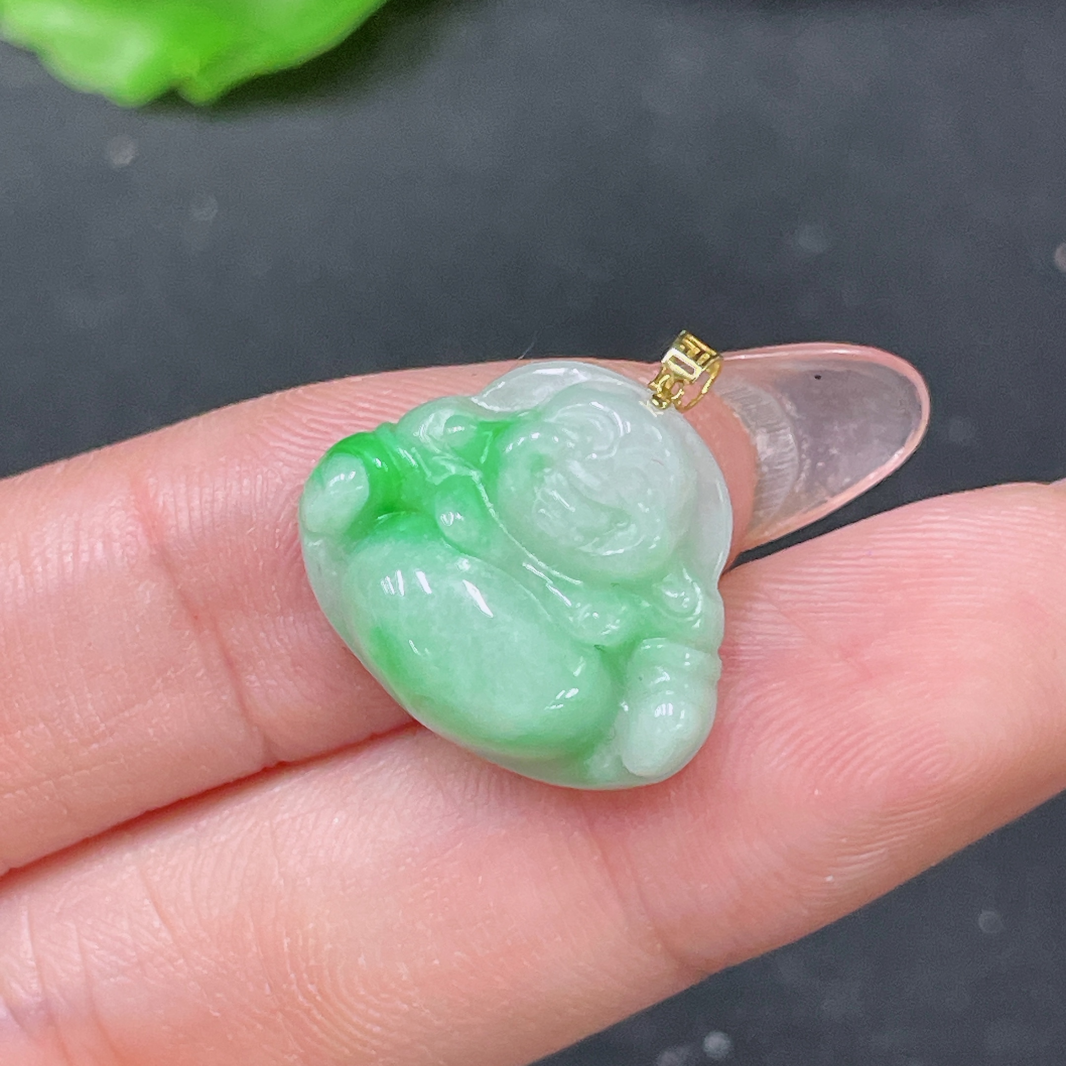 F34021382 Jadeite Pendant Buddha in 18k, Total Weight Approx. 2.36g