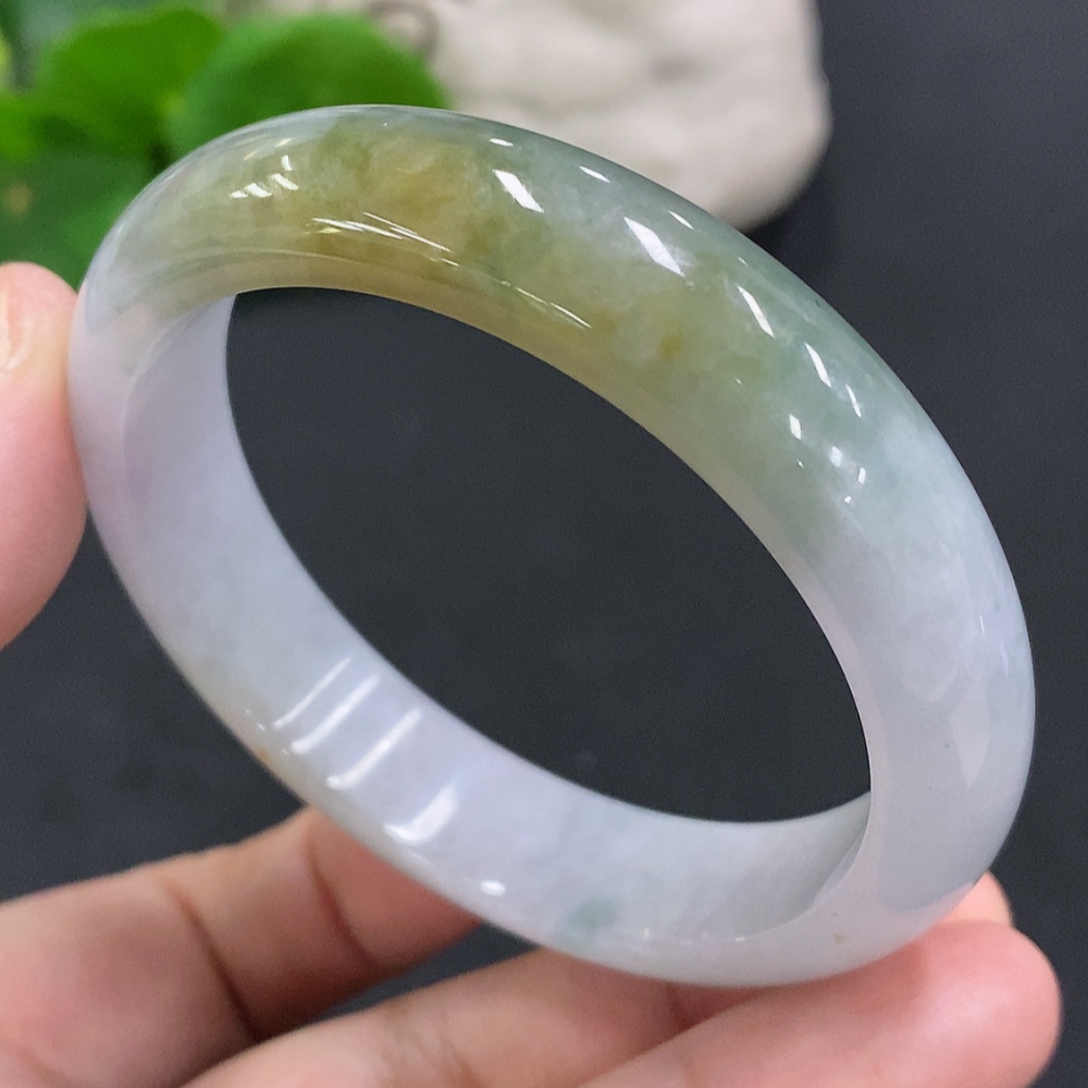 F34000393 Jadeite Round Bangle Size 53.2 Total Weight Approx. 46.56g