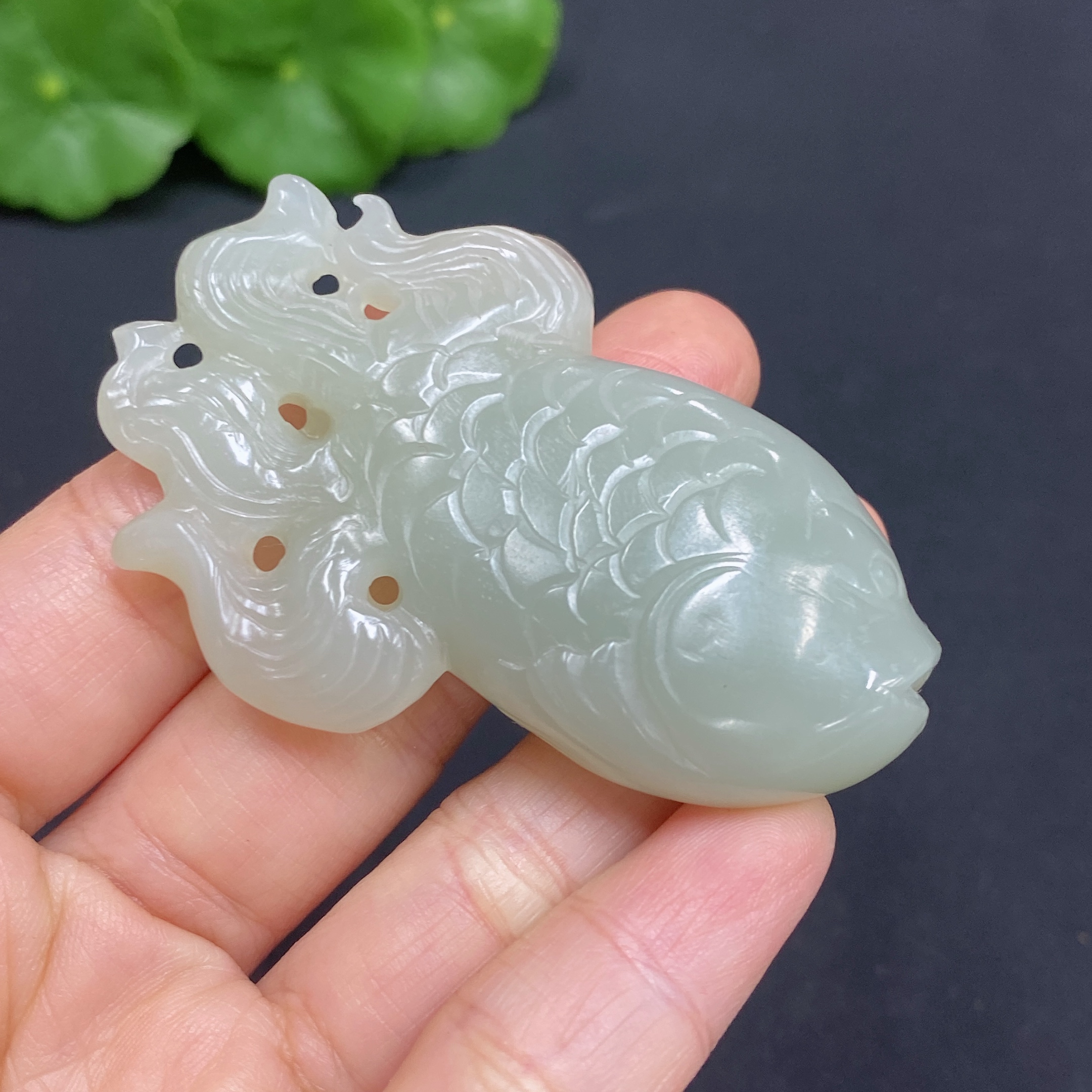 H30545965 Hetian Jade Pendant Fish Total Weight Approx. 33.8g