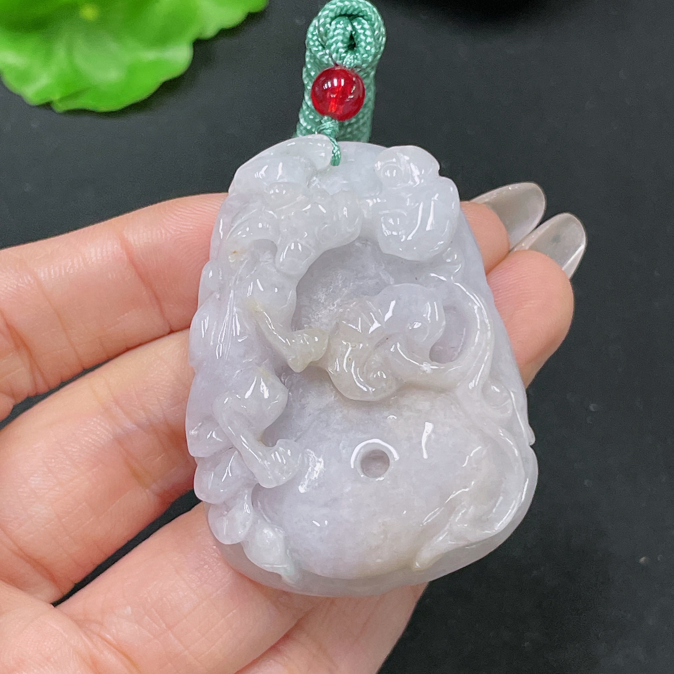 F35105378 Jadeite pendant with non-A grade beads, including rope, total weight approximately 43.14g