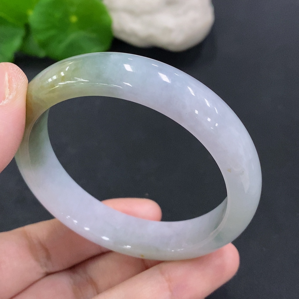 F34000393 Jadeite Round Bangle Size 53.2 Total Weight Approx. 46.56g