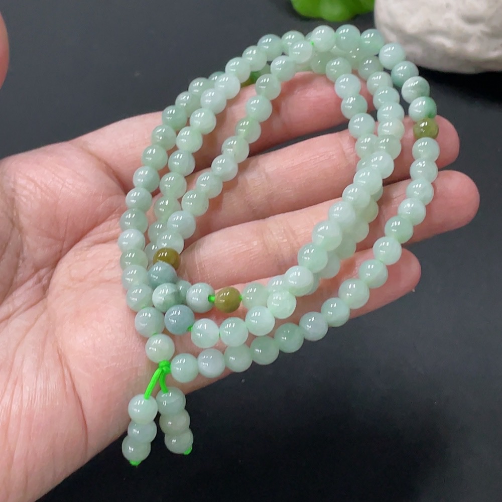 F35145843 Jadeite Beaded Necklace, Approx. 5.8mm, Total Weight Approx. 37.55g