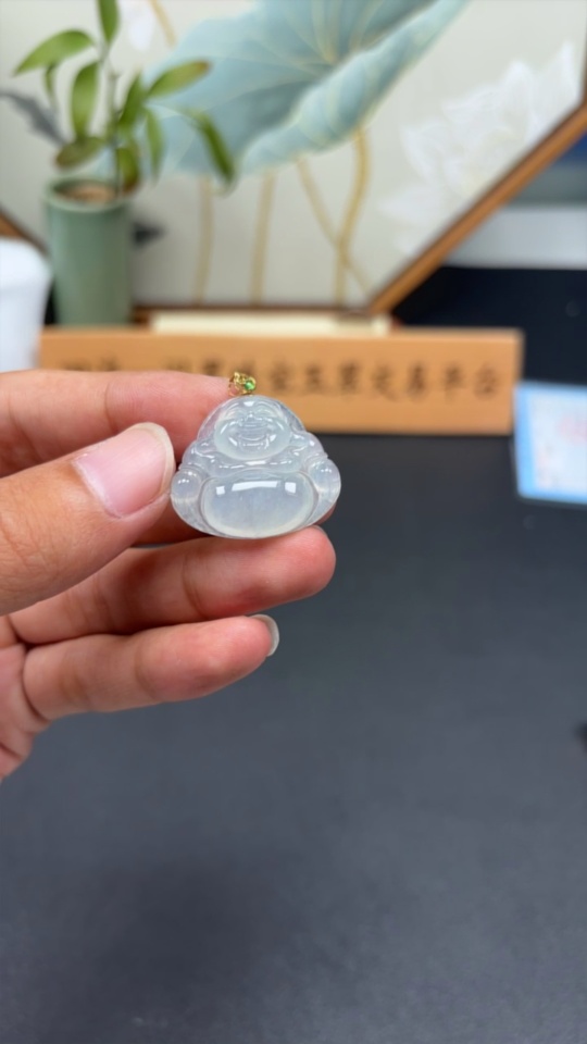 F34024852 Jadeite Buddha Pendant 18k Total Weight Approx. 6.11g