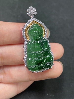 F32746594 Jadeite Guanyin Inlay Piece Non-Gold Item Total Weight Approx. 9.91g