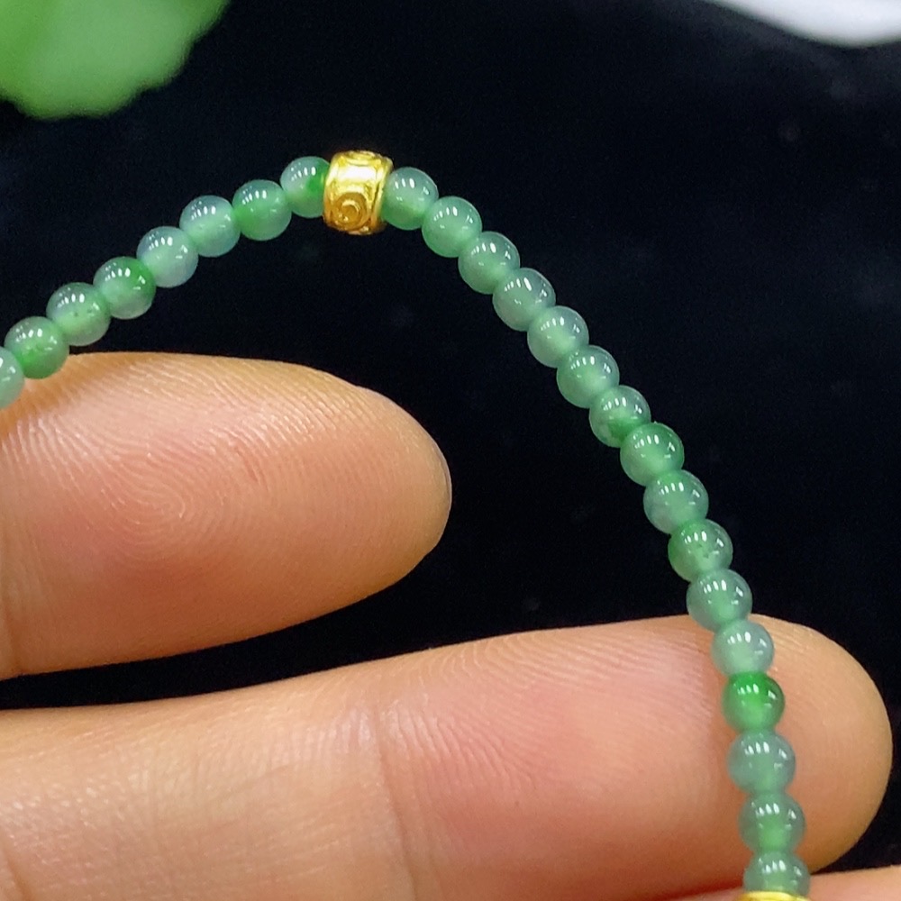 F34025185 Jadeite Beads Bracelet Approx.2.8mm Total Weight About 3.54g Non-Gold