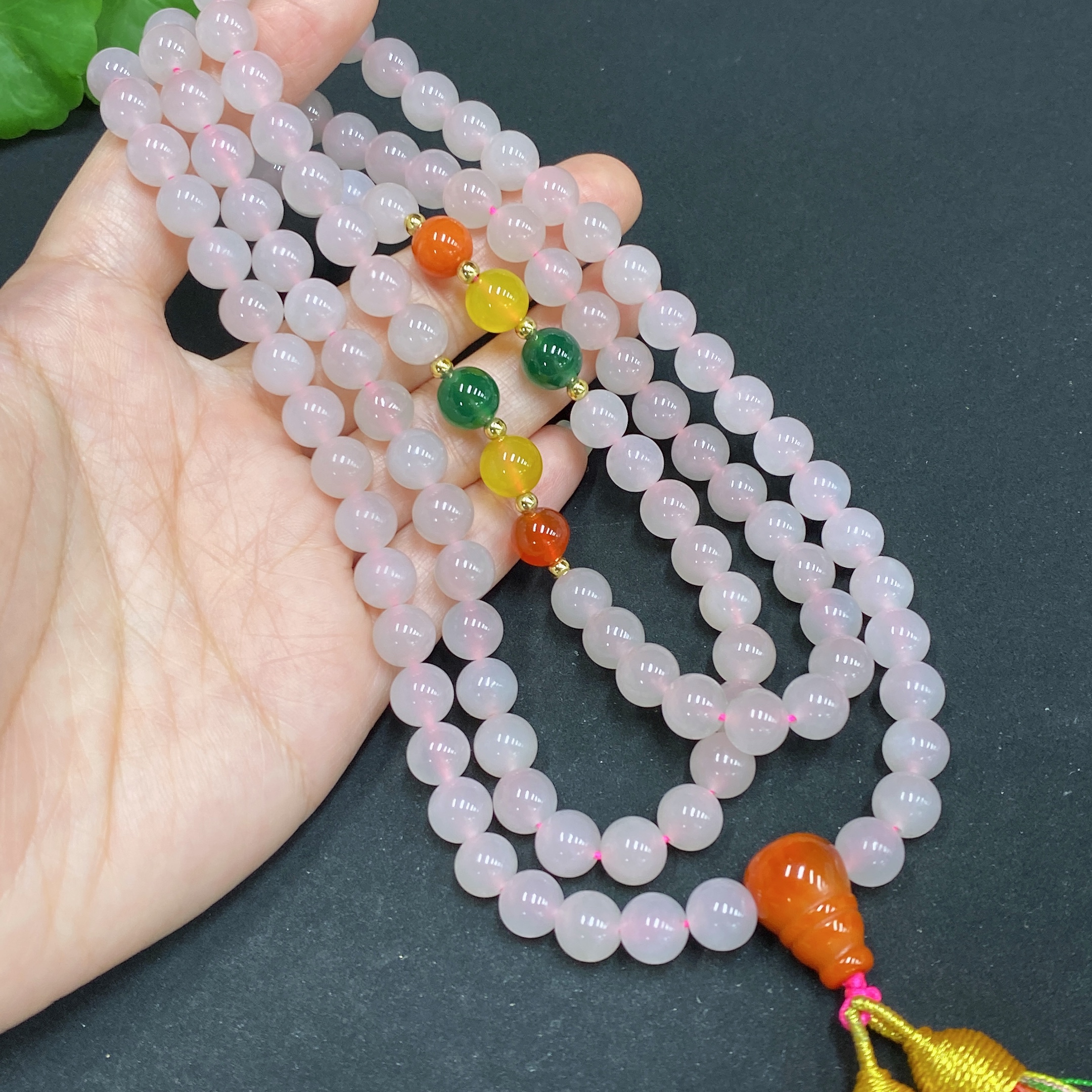 H34015554 Hetian Jade Bead Necklace, Approx. 7.6mm, Non-Gold-Inlaid, Total Weight Approx. 93.5g, Accessories Not Hetian Jade
