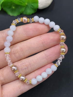 F29336414 Jadeite Bead Bracelet Non-Gold Inlaid Total Weight Approx. 8.4g Size About 5.7mm Non-Jadeite Beads