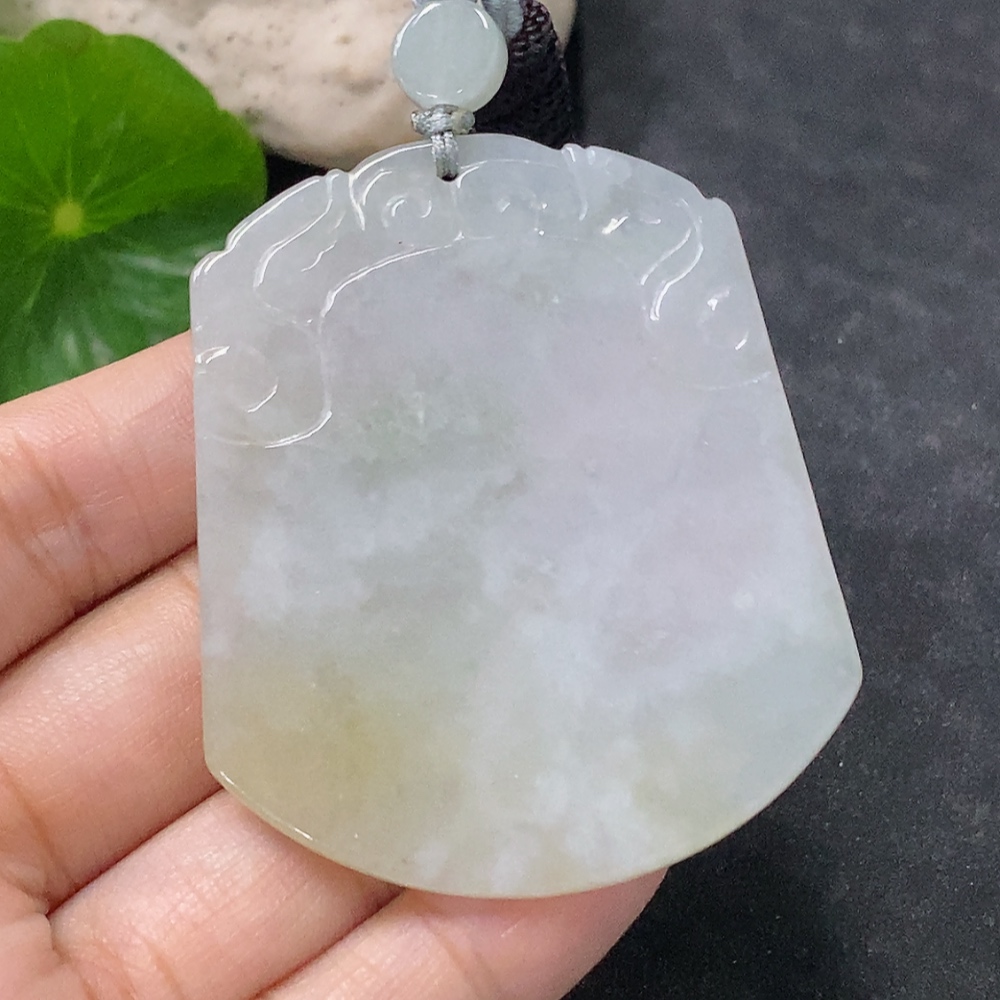 F34976323 Jadeite Pendant Antique Plaque Total Weight Approx. 21.27g Including Rope