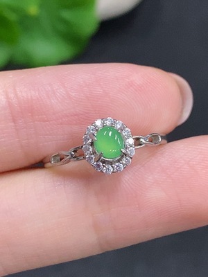 F34968841 Jadeite cabochon ring, non-metal setting, adjustable size, total weight approx. 1.3g