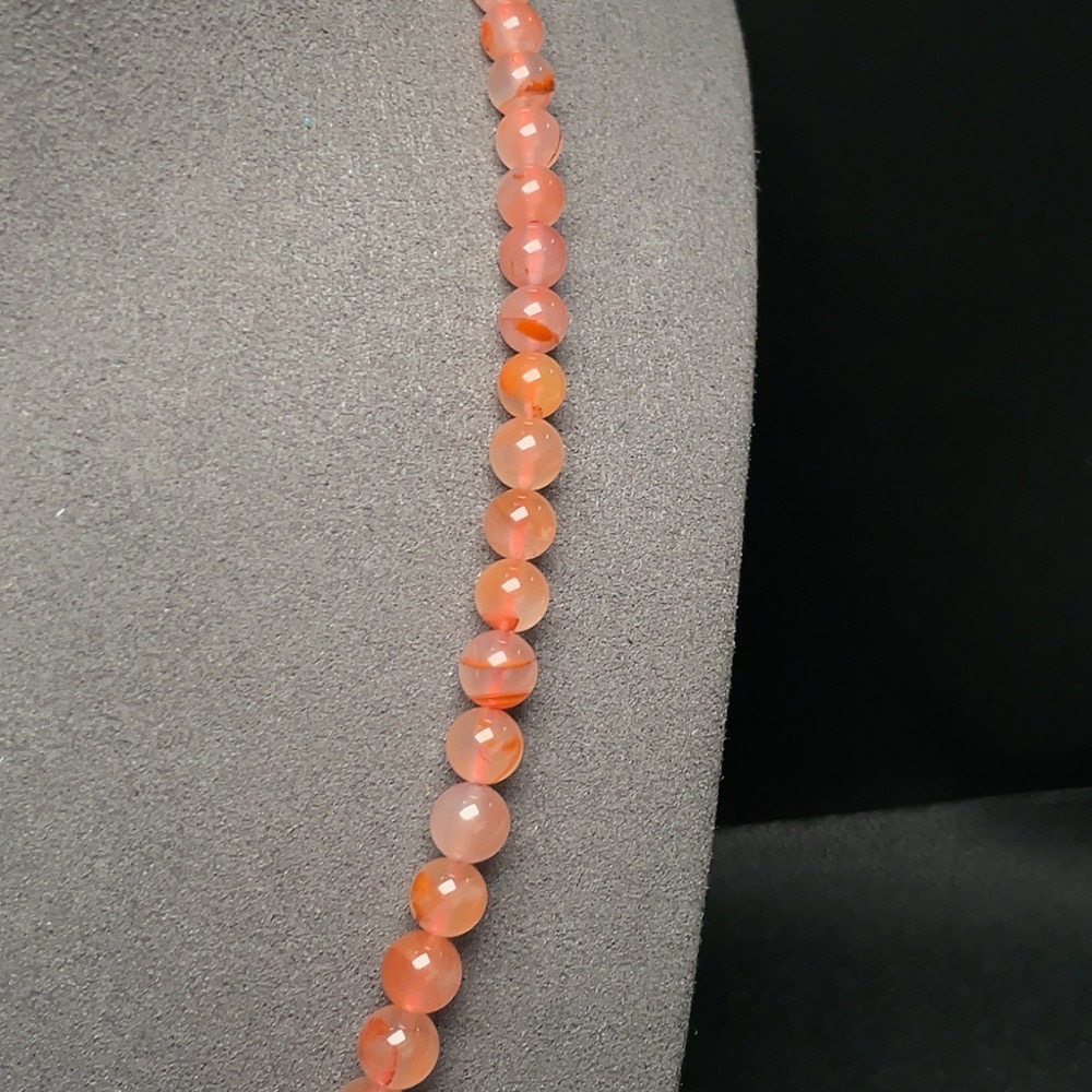C30511137 South Red Agate Bead Strand Non-Gold Inlaid Approximately 4.1-12.4mm Total Weight About 33.61g Visible Organic Matter
