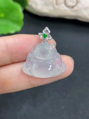 F46515935 翡翠佛公镶嵌吊坠  18k金扣头 货品总重约4.26g
