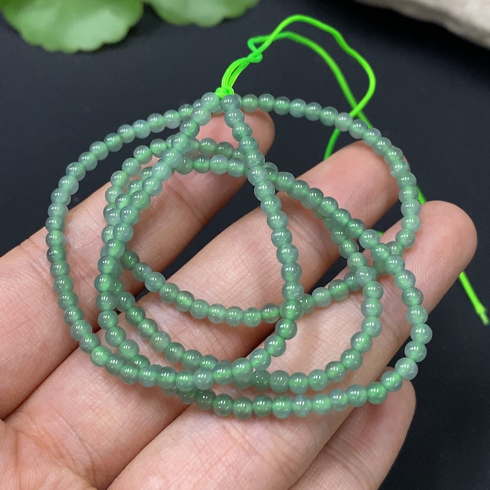 F24811242 Jadeite Bead Necklace Approx. 3mm Total Weight Approx. 7.34g