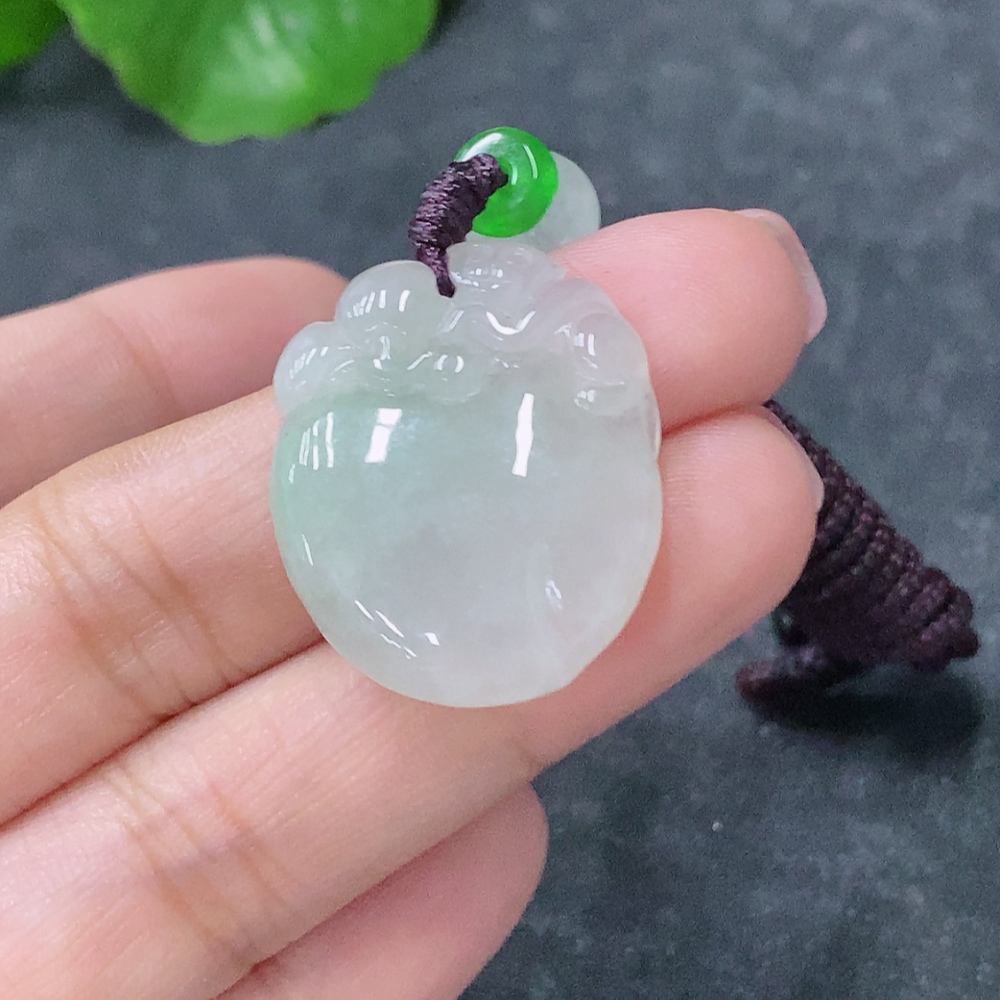 F34977233 Jadeite Pendant Fu Gua Total Weight Approx. 8.92g Including Rope With Non-A Beads