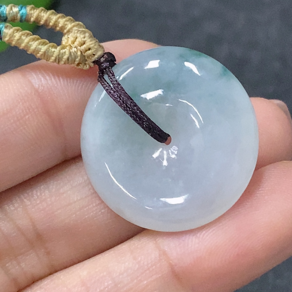 F34997828 Jadeite Pendant Peace Ring Total Weight Approx. 8g with Rope