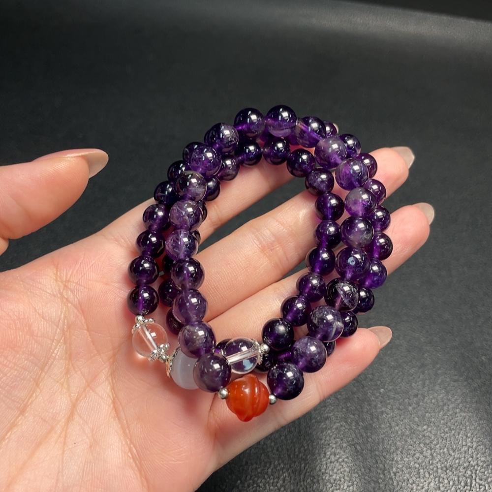 C33889193 Crystal Bead Necklace + Bracelet Non-Gold Total Weight Approx. 49.26g Sell as a Lot Stones May Be Non-Natural