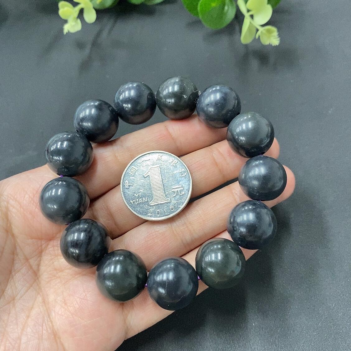 H05111350 Hetian Jade Bead Necklace, 16mm, Total Weight 79.4g