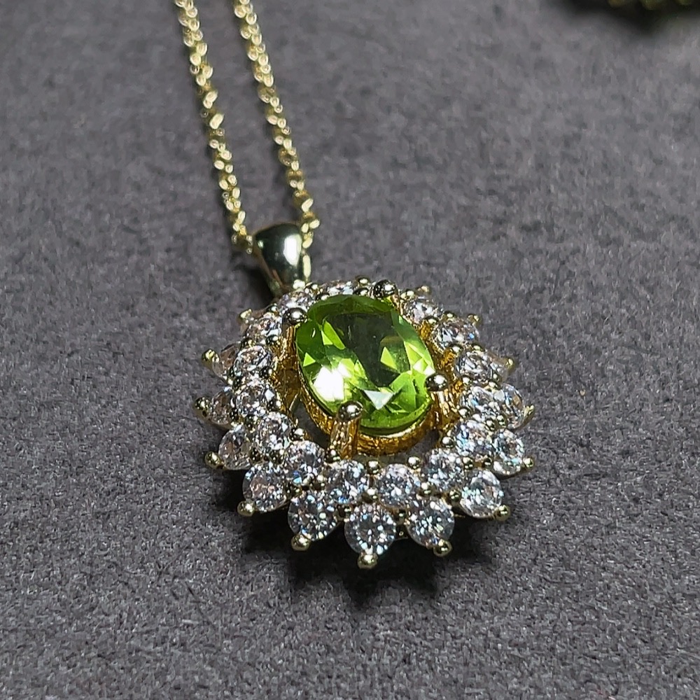 C33842803 Peridot Necklace + Ring + Earrings Non-Gold Adjustable Total Weight Approx. 9g Wholesale Lot