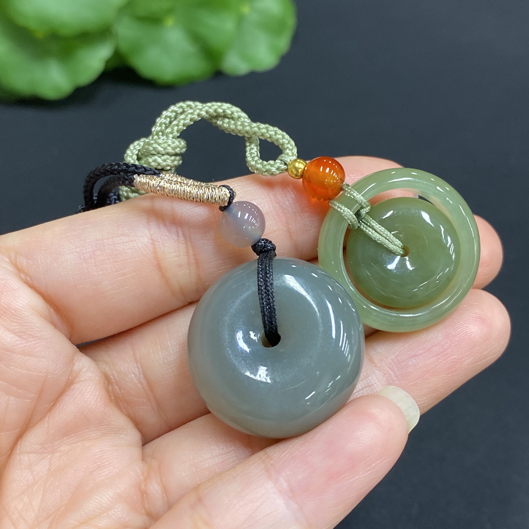 H34015336 Hetian Jade Pendant Mother-Child Buckle Peace Buckle