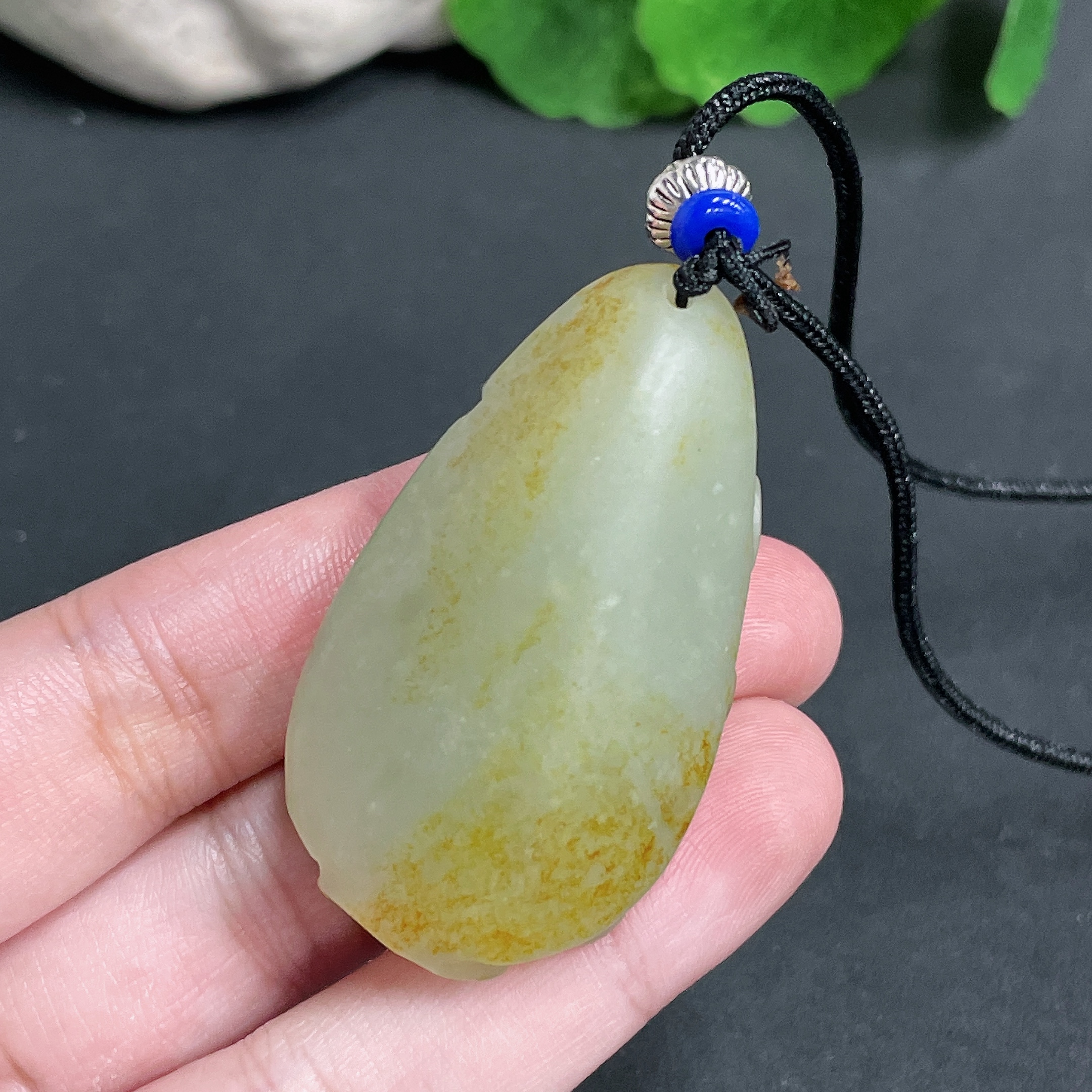 H17867684 Hetian Jade Pendant 'Abundant Year After Year' with Cord, Total Weight 37.51g, Undetermined Skin Color Origin