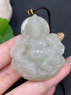 H32706472 Hetian Jade Pendant - Yellow Jambhala (Total Weight Including Rope: 33.3g)