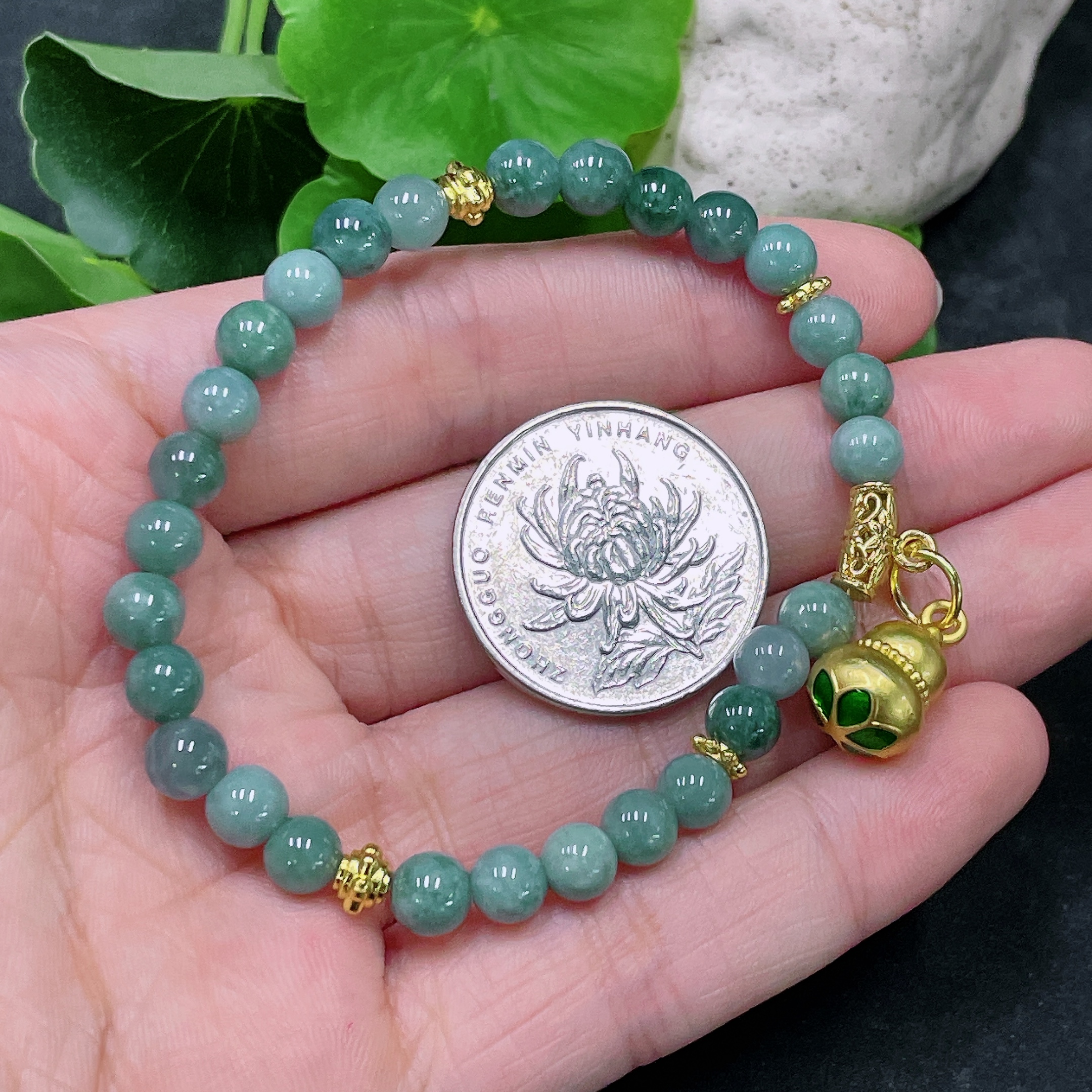 F32748453 Jadeite Bracelet Non-Gold Total Weight Approx.13.88g Size About 6mm