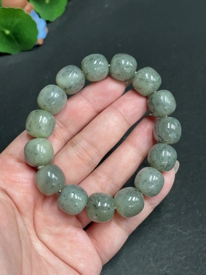 H30464506 Hetian Jade Bead Bracelet, Approx. 13.7 mm, Total Weight Approx. 69.4g