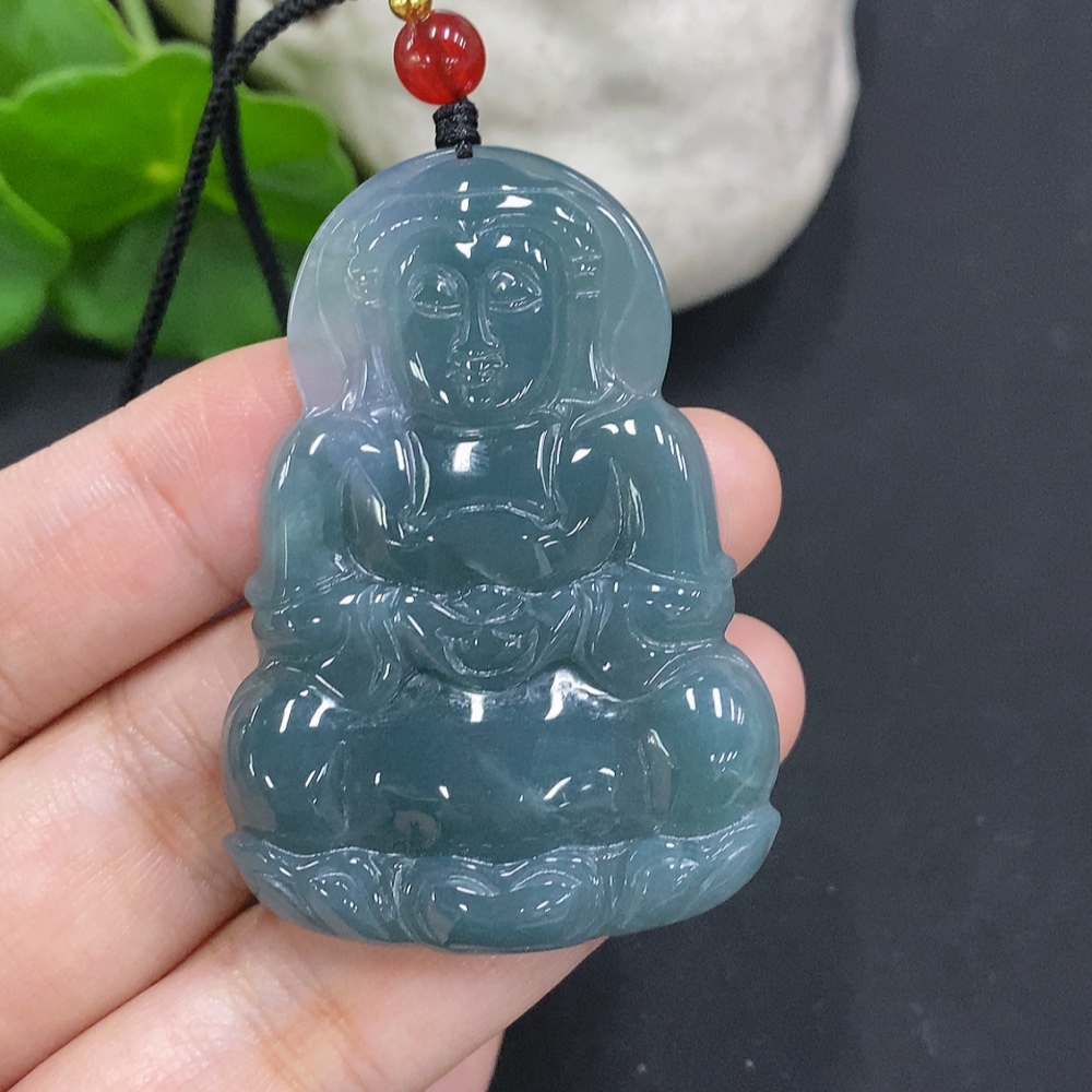 F35127311 Jadeite Guanyin Pendant Total Weight Including Cord Approx. 18.9g (Matching Beads Non-Grade A)