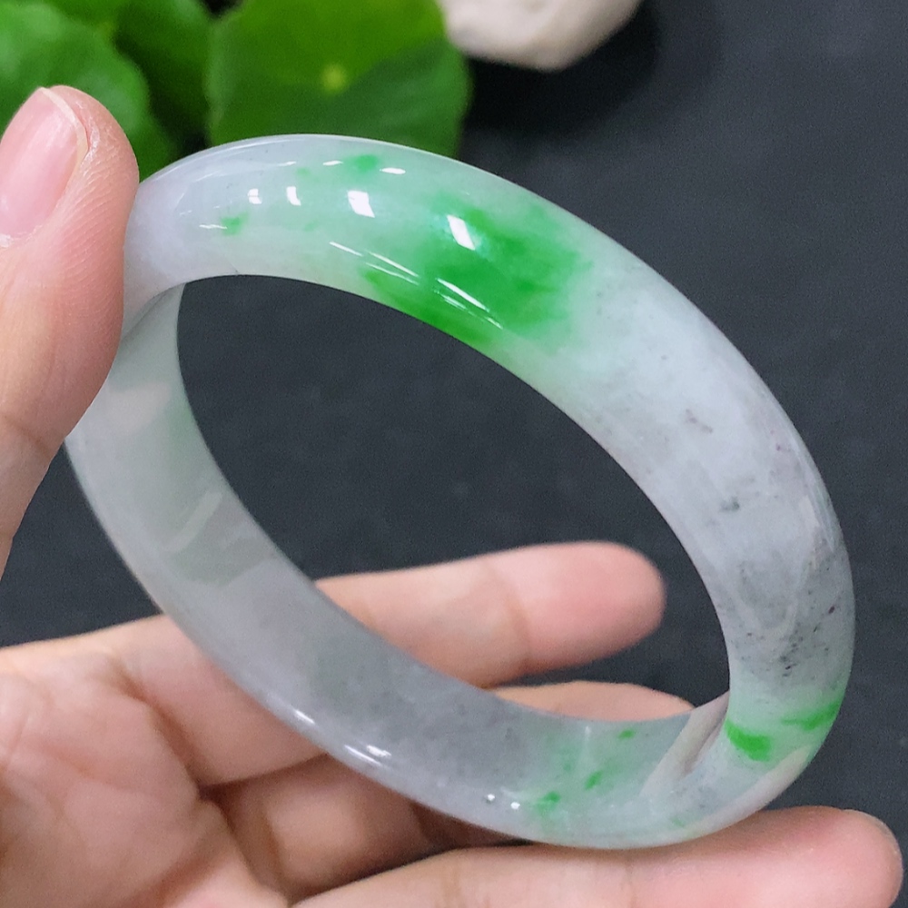 F33849760 Jadeite Round Bangle Size 55mm Total Weight Approximately 46.56g