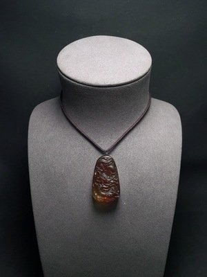 C33843621 Amber Beeswax Pendant with Rope, Total Weight Approx. 10.4g