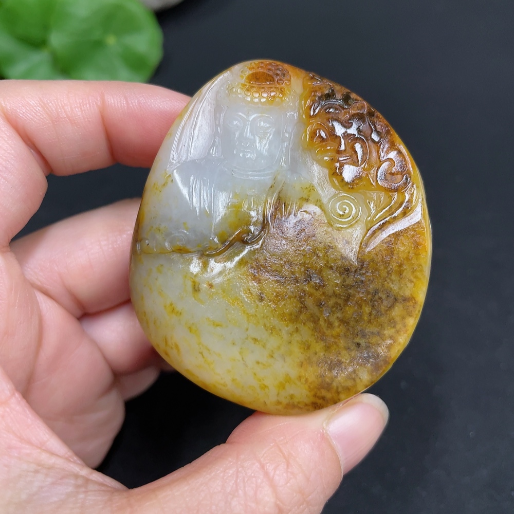 H35102518 Hetian Jade Seed Material Pendant - A Moment of Thought