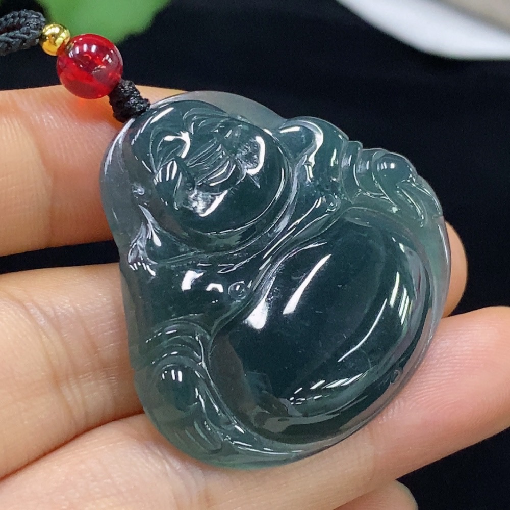 F33929303 Jadeite Buddha Pendant Total Weight Approx. 13.36g (Incl. Rope Weight)