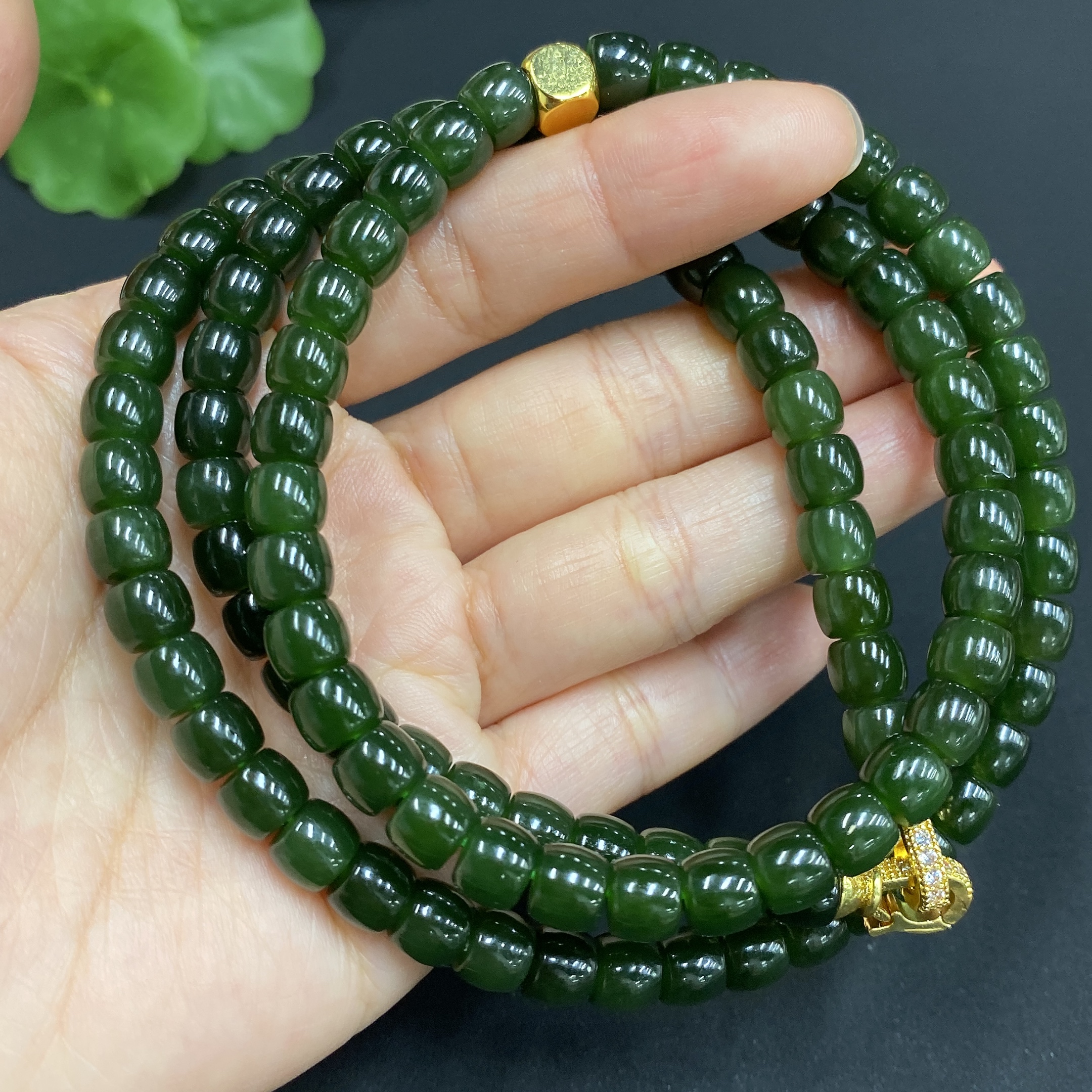 H32771209 Hetian Jade Bead Necklace, Approx. 6.8mm, Non-Gold-Inlaid, Total Weight Approx. 63.1g