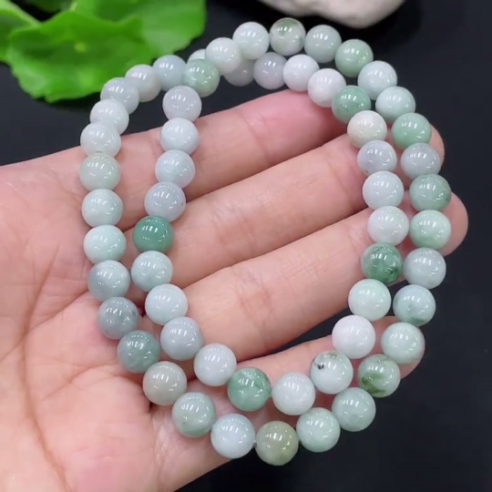 F31674462 Jadeite Bead Necklace Total Weight Approx.30.74g Size About 6.9mm