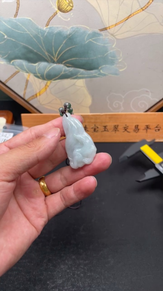 F32757240 Jadeite Nine-Tailed Fox Pendant Total Weight Approx. 14.92g (Including Cord Weight) Beads Non-Grade A