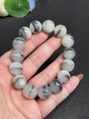 H34010427 Hetian Jade Bracelet, Approx. 14.1 mm, Total Weight Approx. 76.7g, Contains Other Mineral Components