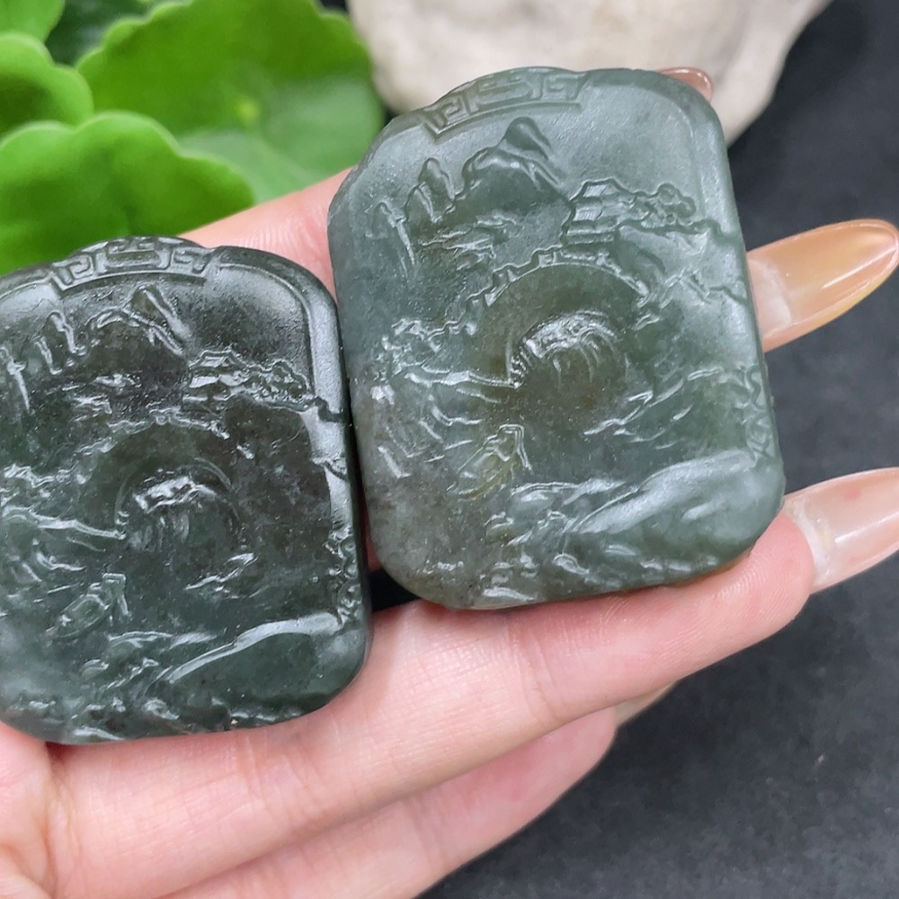 H32797438 Hetian Jade Pendant Landscape Plaque Total Weight Approx. 65.1g