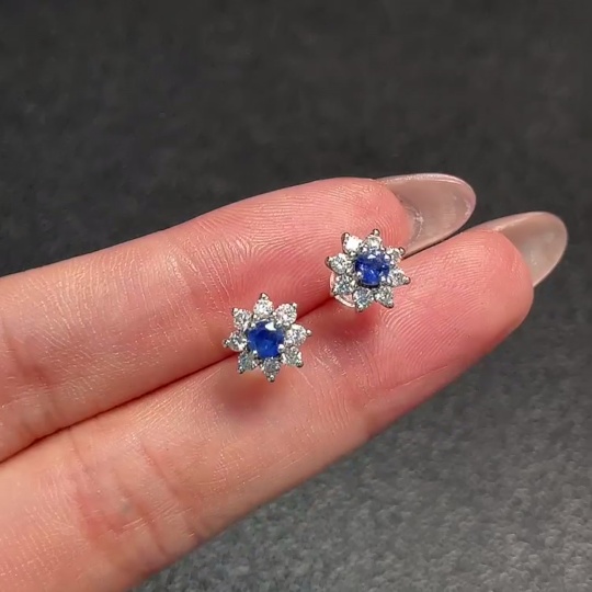 C34991673 Sapphire Earrings Non-Gold Total Weight Approx.1.3g Stone Size 2.8mm