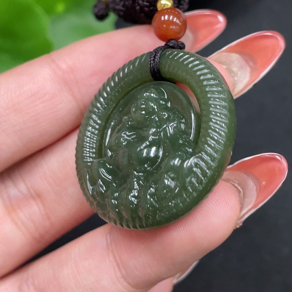 H34062774 Hetian Jade Pendant Buddha with Non-Hetian Jade Beads Total Weight (including cord) Approx. 14.3g