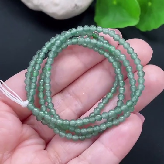 F24737830 Jadeite Bead Necklace Total Approx. Weight 7.79g Size Approx. 3mm