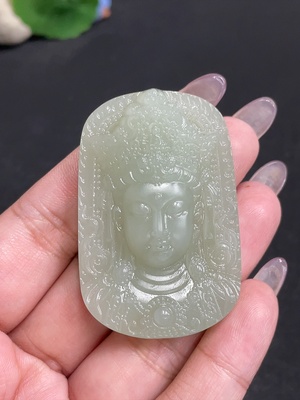 H34957176 Hetian Jade Pendant Guanyin Total Weight About 32.8g