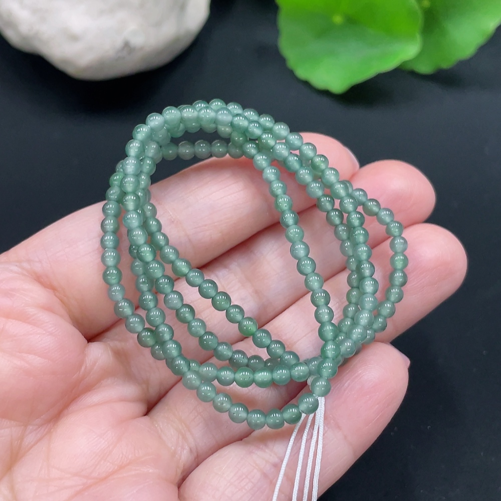 F24737830 Jadeite Bead Necklace Total Approx. Weight 7.79g Size Approx. 3mm