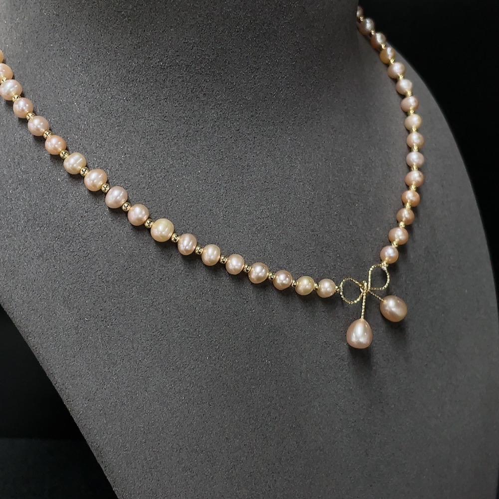 C34007300 Pearl Bead Necklace Non-Gold Total Weight Approx. 13.71g Size 5.6-6.7mm