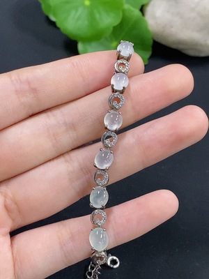 F46518346 翡翠蛋面镶嵌手链 非金镶 货品总重约5.54g