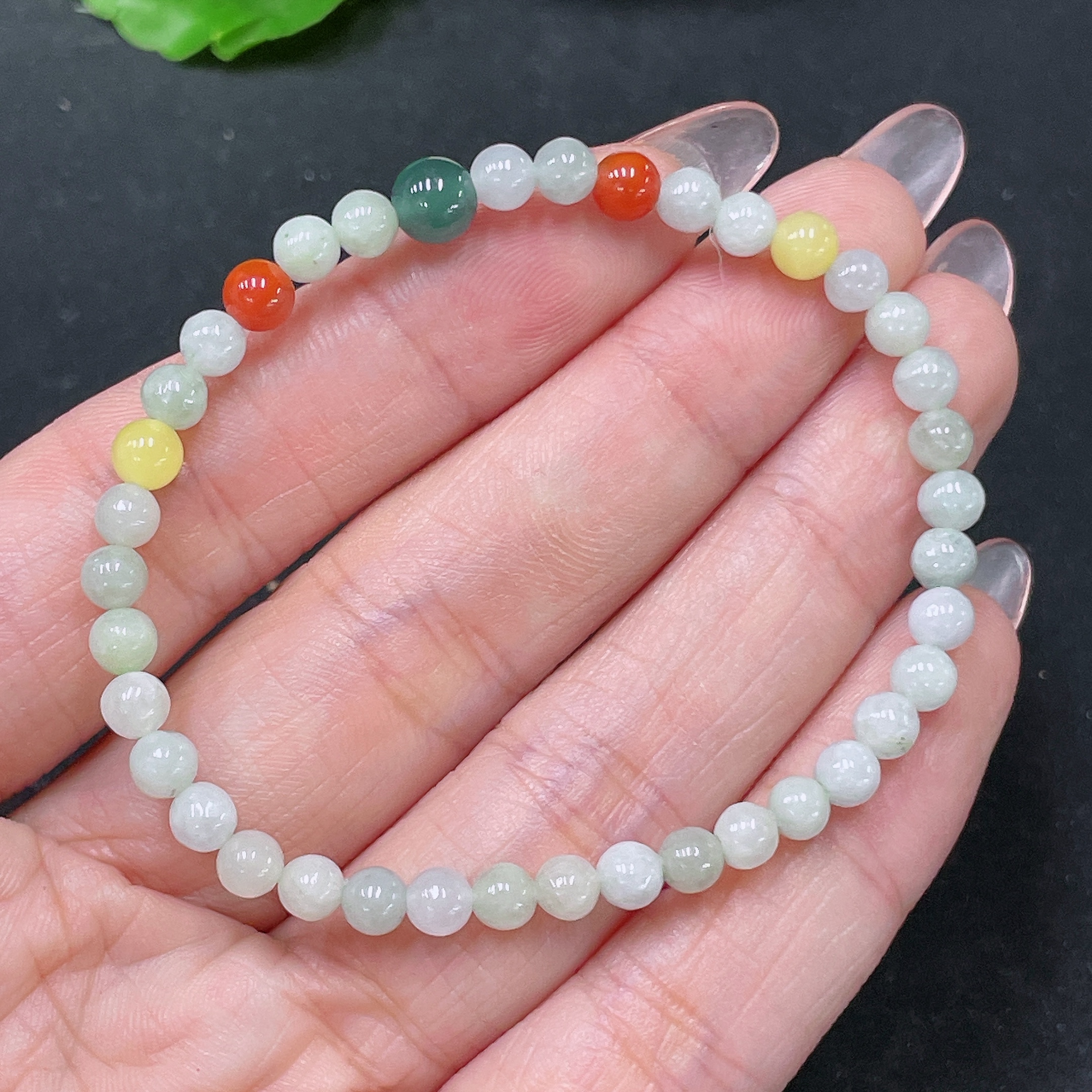 F34021360 Jadeite Bracelet Max. 5.8mm Approx. Total Weight 5.5g With Non-Grade A Beads