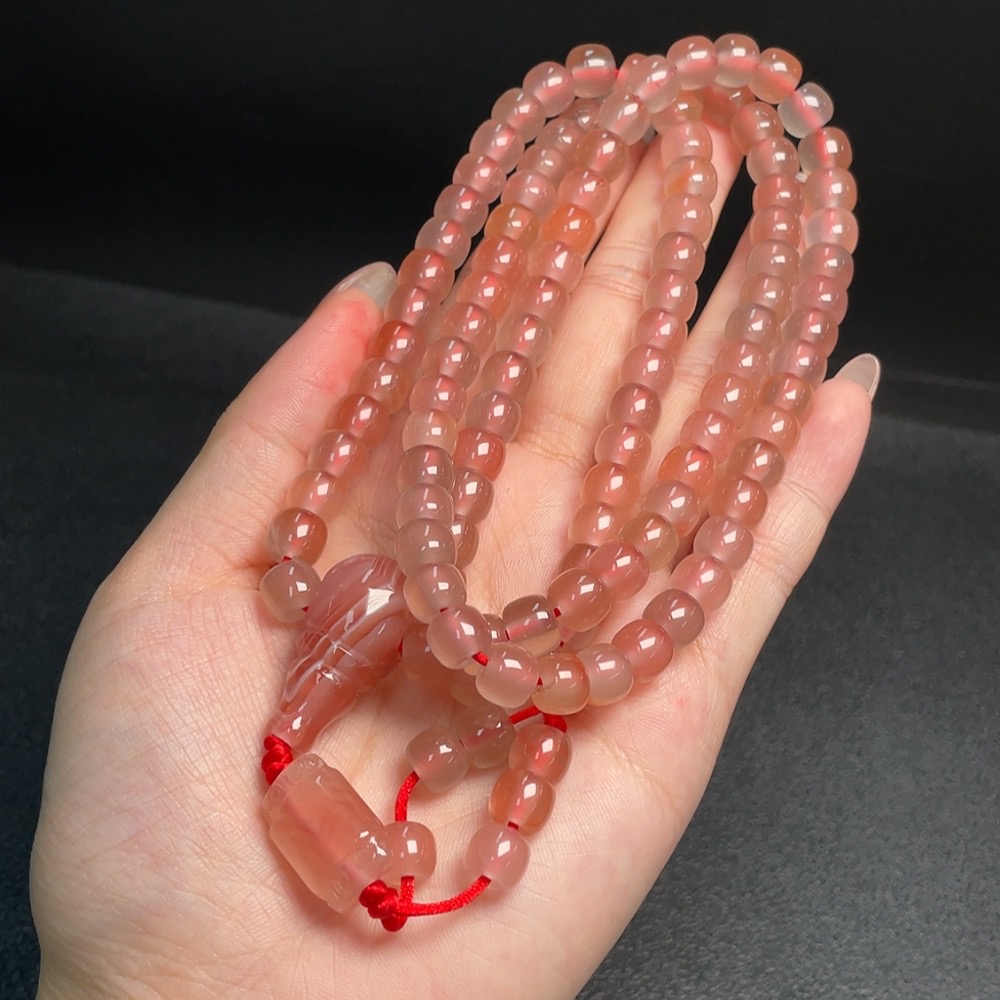 C34008030 South Red Agate Bead Strand with Visible Organic Matter, Total Weight Approx. 88.85g, Size About 7.9mm