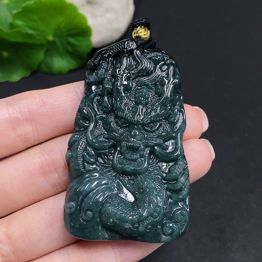 F34060635 Jadeite Dragon Soaring Across the Seas Pendant