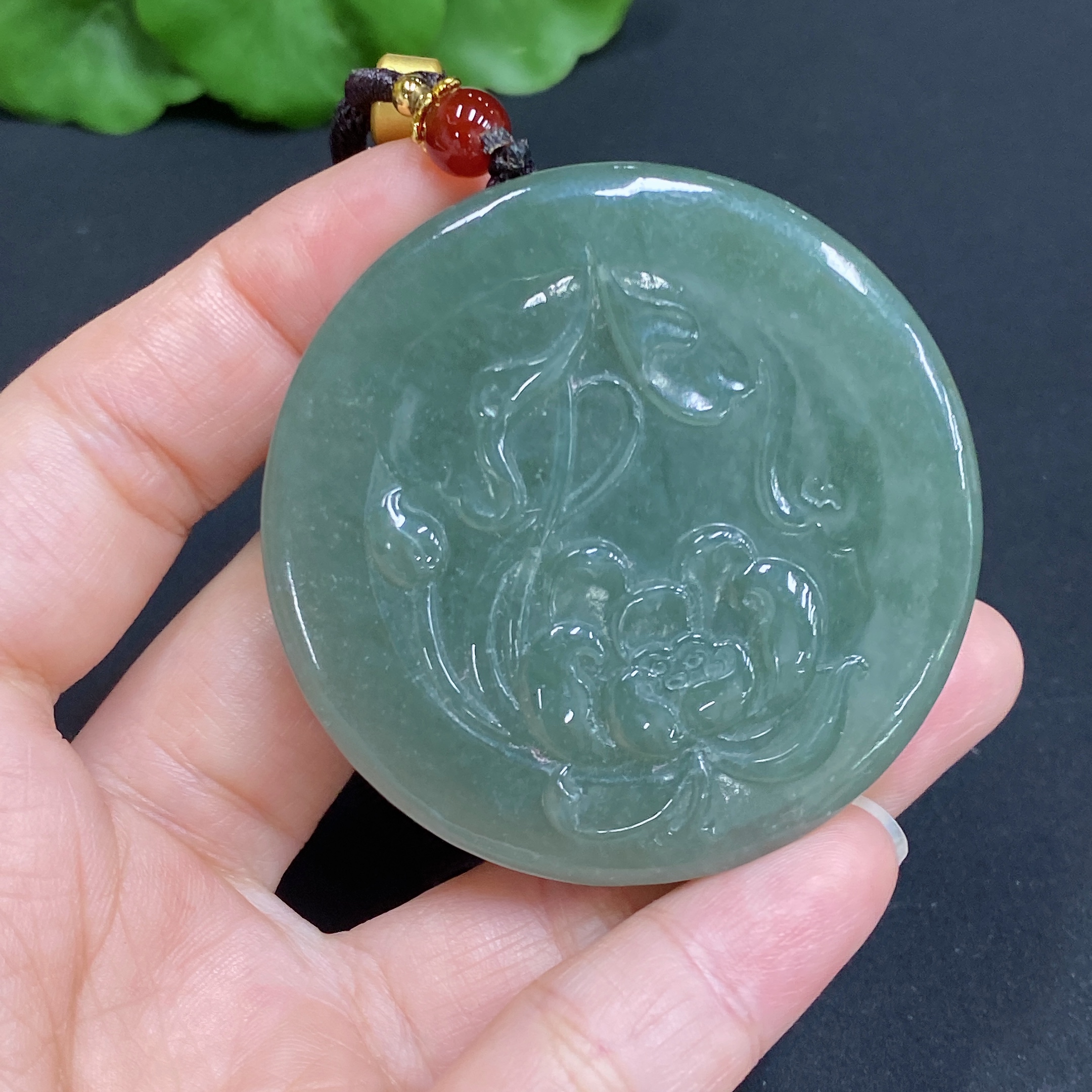H34985529 Hetian Jade Pendant Lotus Total Weight (including rope) 60.1g