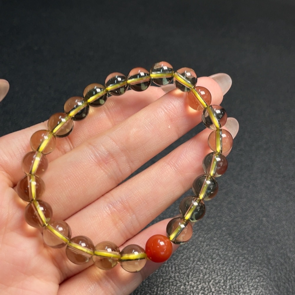 C31576930 Crystal Bracelet, Approx. 8mm Beads, Total Weight Approx. 16.36g, Non-Natural Accent Stones Considered
